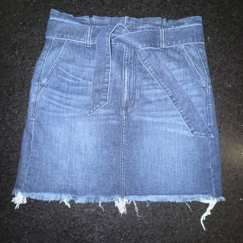 UEC EXPRESS DENIM STRETCH BLUE JEAN BELTED DRESS MINI SKIRT SZ 10